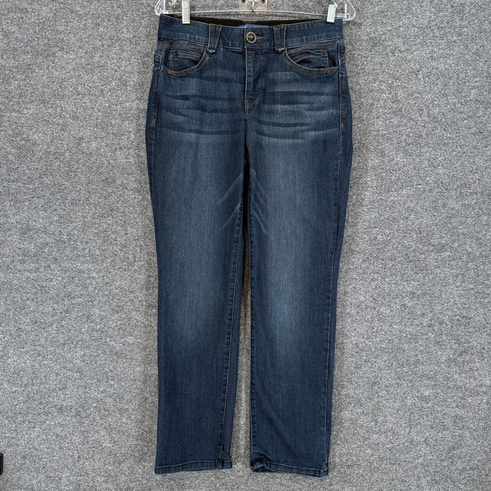 Democracy Jeans Women 6 Petite Blue Ab Solution Straight Leg Stretch Denim Slim